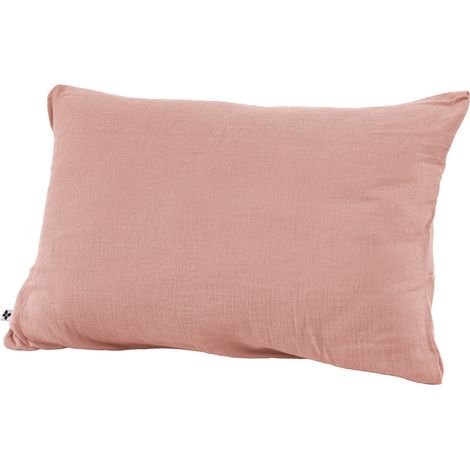Taie d'oreiller Gaze de coton 50 x 70 cm GAIA coloris Rose pêche (1/5)