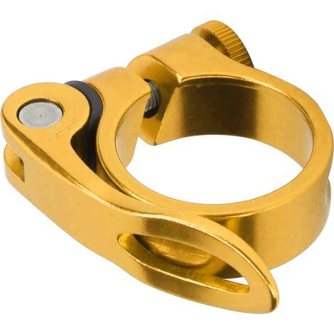 Collier de serrage rapide pour tige de selle de vélo, 34,9 mm, en alliage d'aluminium, couleur dorée (1/5)