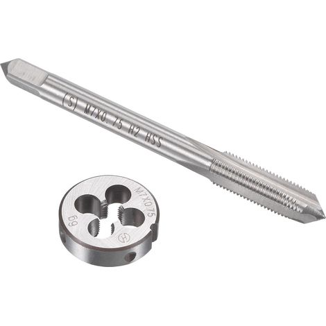 M7 x 0.75mm Métrique Ensemble à Fileter HSS Machine Filetage Vis Robinet avec Alliage Outil Acier Rond Filetage Matrice (1/5)