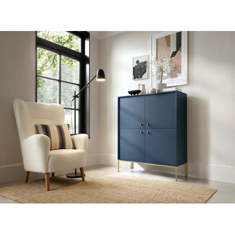 AX LIVING Große Kommode Domiti MK104 104 cm Modern in Dunkelblau