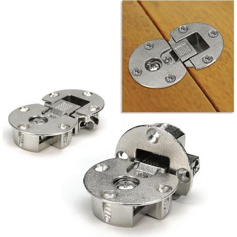 Lot de 2 charnières plates en alliage haute résistance – Angle d’ouverture 180° – Installation sans rainure – Pour meubles de cuisine et armoires (1/5)