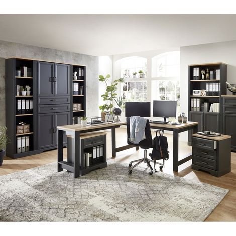 Arbeitszimmer Set inkl. Schreibtisch JÜLICH-36 in Graphit mit Artisan Eiche Nb. (1/5)