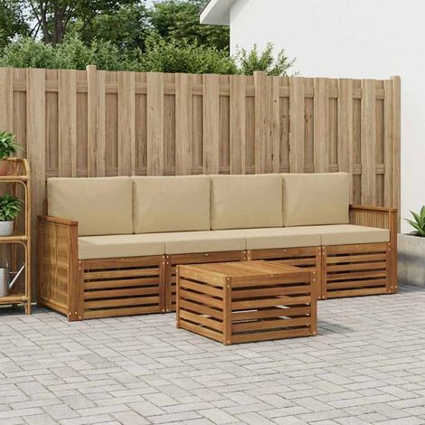 vidaXL Outdoor-Sofagarnitur 5 pcs Natur und Beige Massivholz Akazie (1/5)