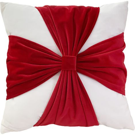 Kissenbezug passend zum Kissenkern, Samt-Schleifen-Sofakissenbezug für die Weihnachtsdekoration im Wohnzimmer (1/5)