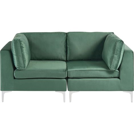 Modular Sofa Green Velvet 2 Seater Silver Metal Legs Glamour Style EVJA
