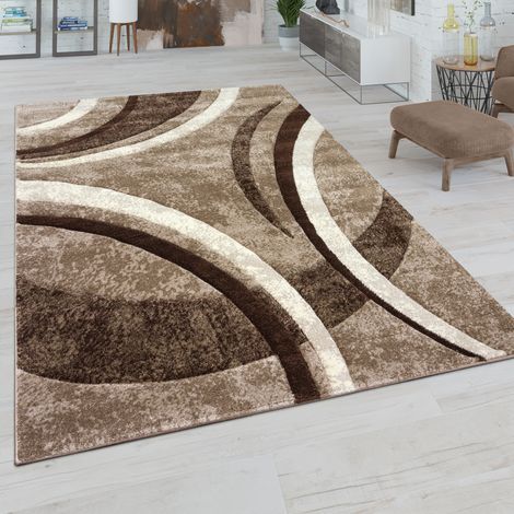 Paco Home Teppich Wohnzimmer Kurzflor Vintage Handgearbeiteter Konturenschnitt 3D Optik 240x330 cm, Braun
