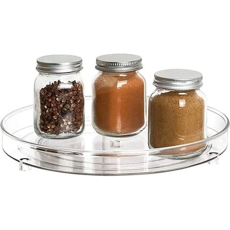 1 plateau tournant, diamètre 23,5 cm, transparent, en PET, pour réfrigérateur et cuisine (1/5)