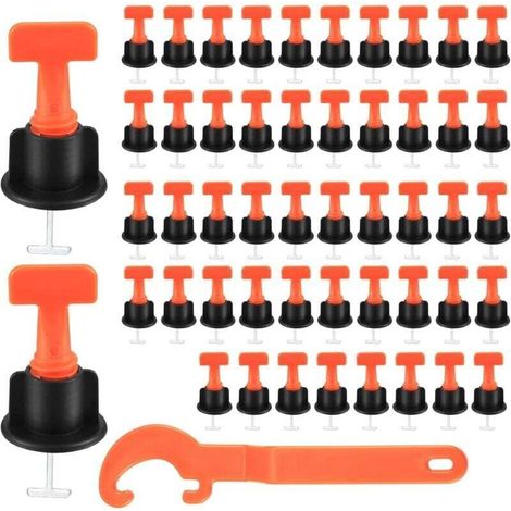 Tile Laying System, 50-Piece Tile Laying Set, Tile Laying Set for Wall and Floor Construction, with Special Wrench (1/5)