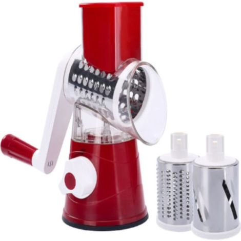 1 Râpe rotative,Acier inoxydable,3 lames interchangeables,Ventouse de fixation,Légumes et fromage,Cuisine quotidienne (1/5)