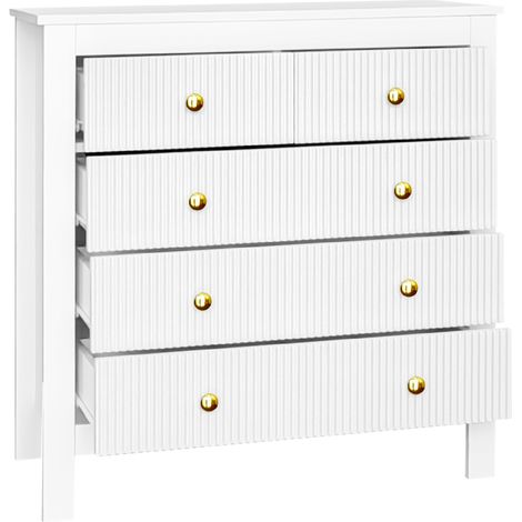 Cassettiera a 5 cassetti in truciolare bianco con maniglie dorate HOMVRA (1/5)
