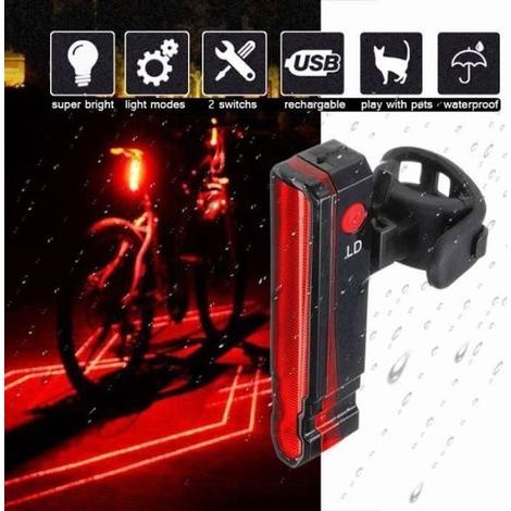 AS14924 - Luce posteriore per bicicletta a 5 LED, luce posteriore impermeabile con laser a 4 LED (1/3)