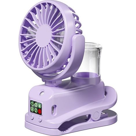 Mini-Ventilator mit Clip und LED-Anzeige, wiederaufladbar, 4 Geschwindigkeitsstufen, USB-Anschluss, ideal für Reisen, Outdoor, Büro und Camping (1/5)