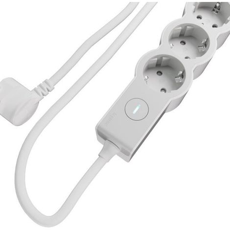 Bloc Multiprise Avec Interrupteur, Avec 3 Prises 2P+T, Câble 1,5 M, Blanc Et Gris Clair 694418 (1/5)