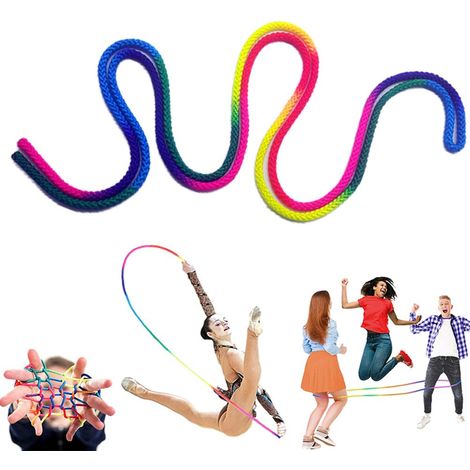 Corde de gymnastique arc-en-ciel 3 mètres pour entraînement et compétition, corde à sauter tressée pour enfants et adultes, activités sportives en plein air. (1/5)