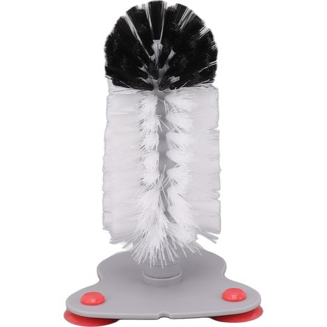 Brosse à verre ventouse murale en nylon, nettoyage mains libres pour verre à vin et gobelet (1/5)