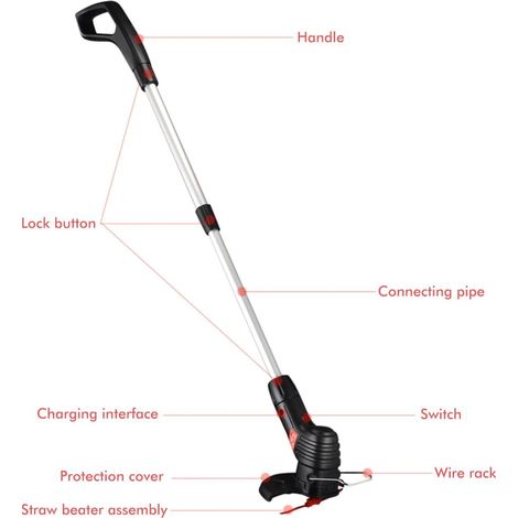 Tondeuse à gazon sans fil rechargeable, coupe-herbe électrique portatif, désherbeuse de jardin, outil de jardinage à batterie, coupe-bordure pour pelouse et mauvaises herbes (1/5)