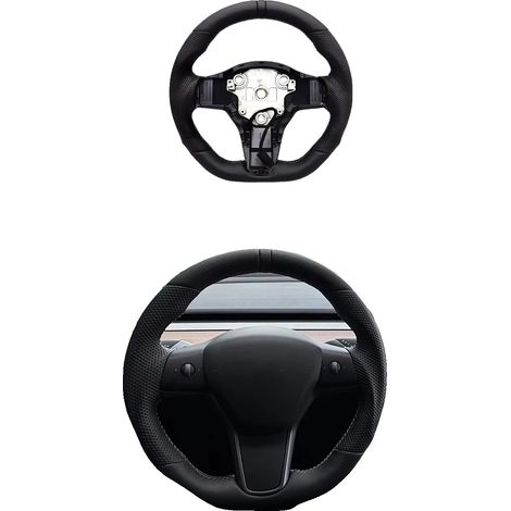 Heizbares Lenkrad, Kompatibel mit Tesla-Modellen, Langlebiges PU-Leder, Typ 2 (1/2)