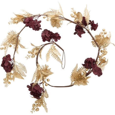 Ghirlanda natalizia con bacche e fiori, oro e rosso, 150 cm - Feeric lights & christmas (1/3)