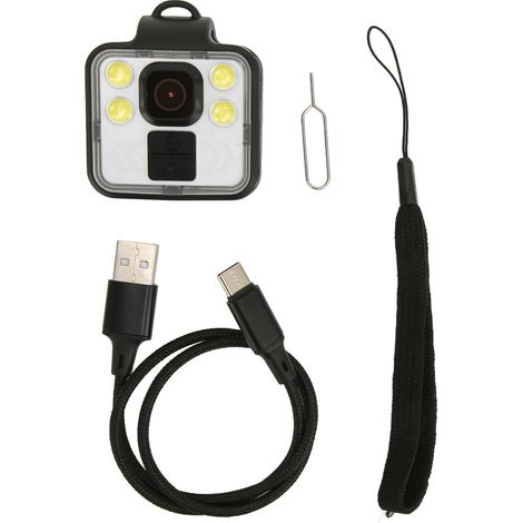 Mini Caméra Extérieure HD 1080P avec Vision Nocturne, 4 Lumières Puissantes et Étanche IP65 - Noir