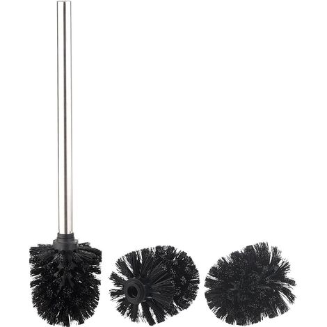 Brosse WC en Acier Inoxydable avec têtes de Rechange Ø 8 cm - Noir (1/5)