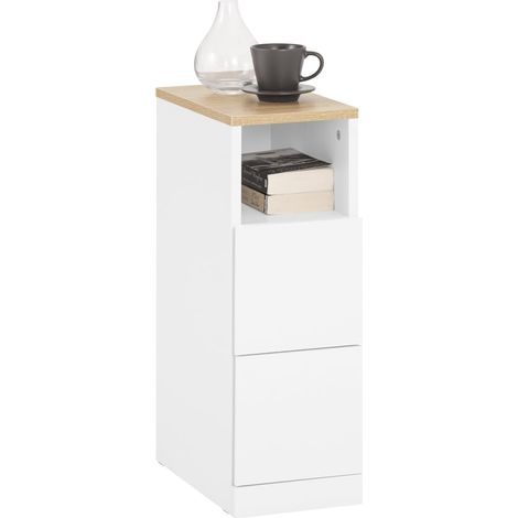 Sobuy – Table de chevet étroite FBT149WN – 2 tiroirs – Panneaux de particules – Dimensions 20x35x60 cm – Pour espaces restreints (1/6)