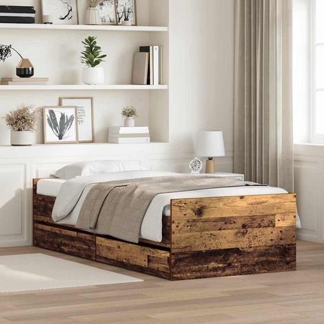 Estructura de cama con cajón Madera envejecida 90 x 200 cm