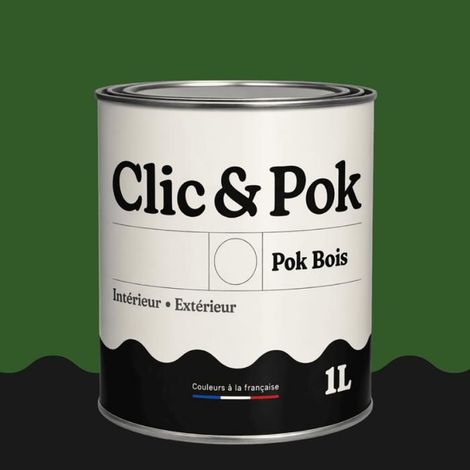 Peinture Bois Extérieur – POK BOIS - 1L - RAL 6002 - Vert feuillage- Résistante aux intempéries - Ne s'écaille pas