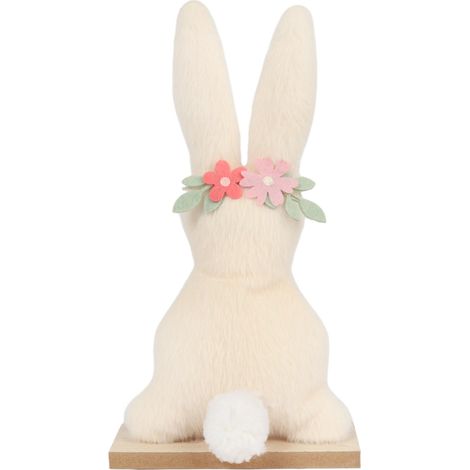 Coniglietto pasquale in pelliccia sintetica su base di legno con decorazioni, 25 cm. (1/5)