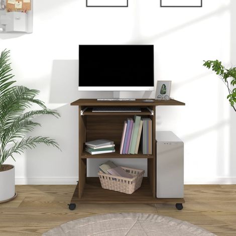 Bureau d'Ordinateur, Bureau Informatique, Table de Travail, Table d’étude Chêne marron 80x50x75 cm Bois d'ingénierie HYB21520 (1/5)