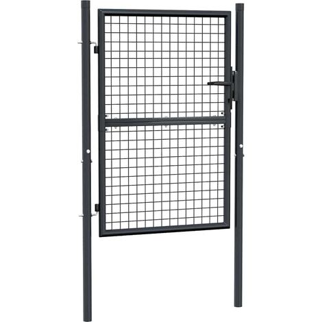 Portail en maille de jardin - Portillon de Clôture Acier galvanisé 100 x 125 cm Gris (1/8)