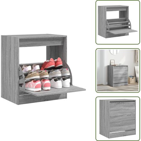 Schuhschrank Grau Sonoma 60x42x69 cm Holzwerkstoff - Schuhschrank - Schrank Für Schuhe - Schuhregal - Garderobe - Aufbewahrungsbox (1/5)
