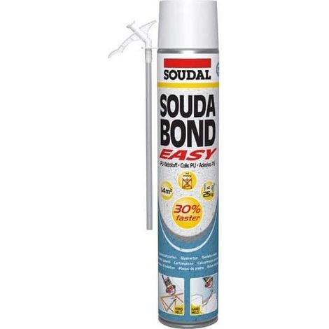 Soudal Soudabond Easy colle mousse PU 750 ml – Plaques d’isolation et de plâtre – Application manuelle