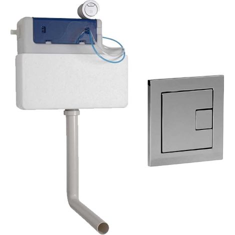 Roper Rhodes Cascade Concealed Dual Flush WC Toilet Cistern +Square Chrome Plate (1/4)