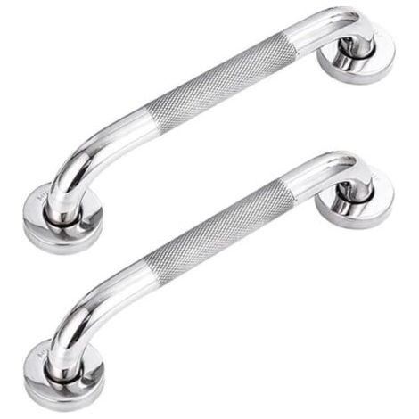 Lot de 2 barres d'appui de salle de bain en acier inoxydable 304 avec poignée antidérapante,pour baignoire,toilettes, salle de bain, rampe d'escalier (1/5)