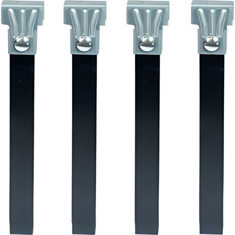 Lot de 4 pieds pour sommier en Métal coloris Noir - Hauteur 40 cm x 3,5 cm