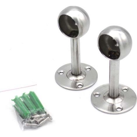 Supports de tringle à rideau réglables en acier inoxydable brossé – Lot de 2 avec 6 vis, pour douche, placard, salle de bain et fenêtre (1/5)