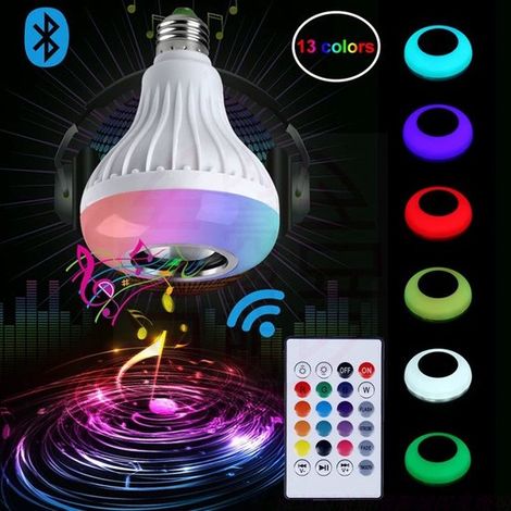 RGB Bluetooth-Musiklampe mit LED-Kaltlicht, kabelloser Fernbedienung und Lautsprecher, siebenfarbige Bühnenlampe, E27 (1/5)