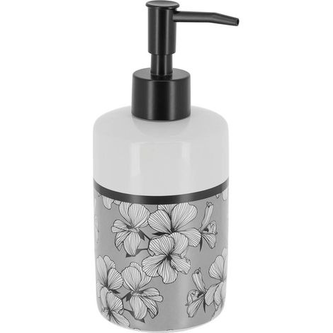 Dispenser di sapone rotondo stampato dolomite 320 ml - sfondo grigio - Tendance
