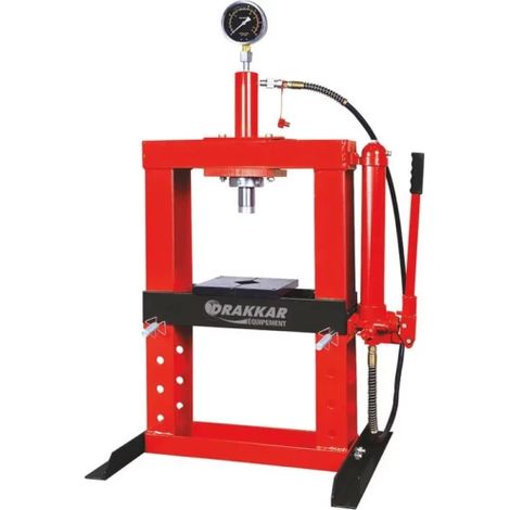 Drakkar Equipement – Presse hydraulique manuelle 10 tonnes – Bâti soudé – Course de vérin 175 mm – Pour atelier et garage