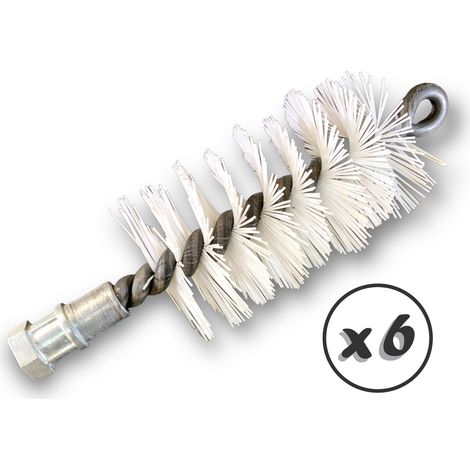 Lot de 6 Brosses à tube PRO NYLON Ø 50 mm Raccord M12175 femelle Ame en acier torsadé Nettoyage brossage tube et canalisation Kibros 41SCN50x6