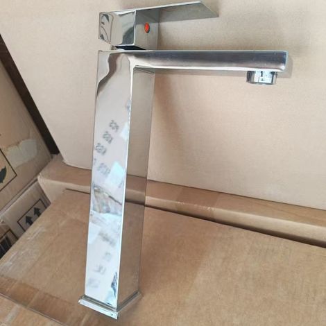 Cross-border 304 stainless steel square faucet for hot and cold bathroom sinks, washbasins, and handwashing basins - electroplated square high style