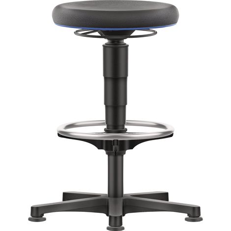 Sgabello girevole con rotelle, anello di base e piedistallo Supertec nero