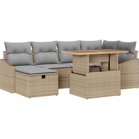 Maison Exclusive - Set Divano da Giardino 7 pcs Beige polyrattan