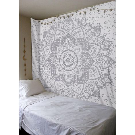 Tenture murale Mandala Bohème 130x150cm, Carte des Constellations, Décoration Nature pour Salon, Chambre, Dortoir, Couvre-lit et Jeté de lit (1/5)