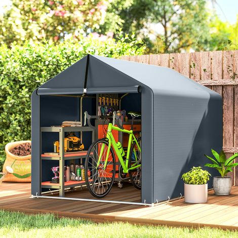 Tente garage housse Gris étanche renforcée entrée zippée acier galvanisé 162x221,5x163 cm