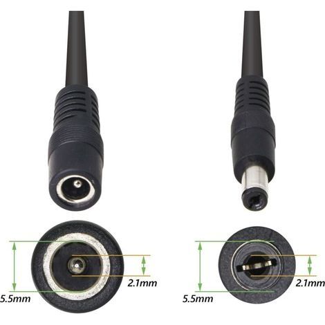 Câble d'alimentation DC 5,5/2,1 mm 12V – Splitter 1 mâle vers 2 femelles – Longueur 0,3M – Fil de cuivre pur pour caméras CCTV (1/4)