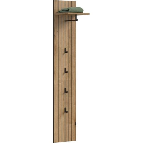 Station Wandgarderobe 4 Haken Eiche Dekor.