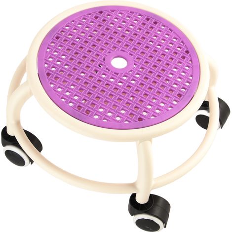 Tabouret bas rond à roulettes, confortable et universel, avec roulettes, mini tabouret mobile, grande capacité de charge pour la maison, violet (1/5)