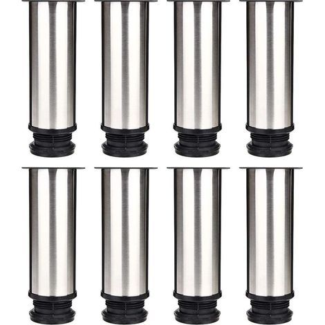 Lot De 8 Aselected Pieds De Meubles, Pied Cuisine Réglables Ø 50 Mm/Hauteur 150 Mm Ronds Métal Acier Inoxydable Canapé Jambe Table Pieds (1/5)