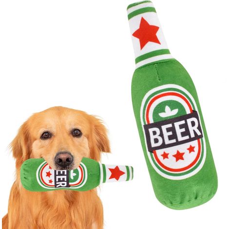 Jouet en Peluche pour Chien Bouteille de Bière Amusante avec Sifflet Intégré Jouet Sonore Résistant et Lavable pour Chiens de Petite Moyenne et Grande Taille Cadeau de Dressage et Divertissement Canin (1/5)